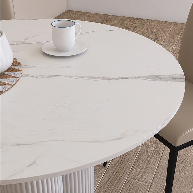 Mesa blanca interior moderna para restaurante Top Table de comedor de piedra sinterizada