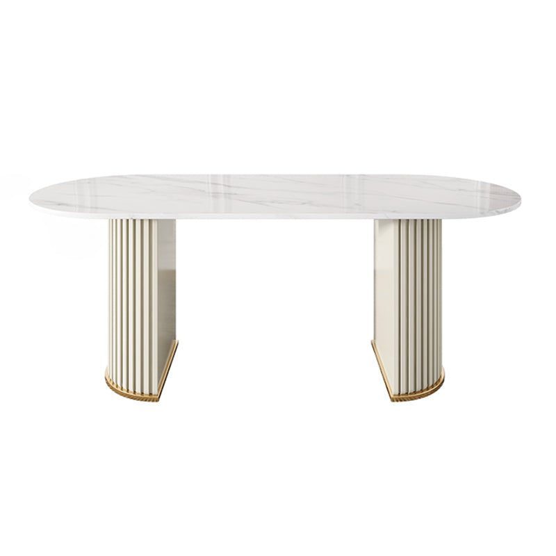 Mesa de comedor de lujo de doble pedestal oval