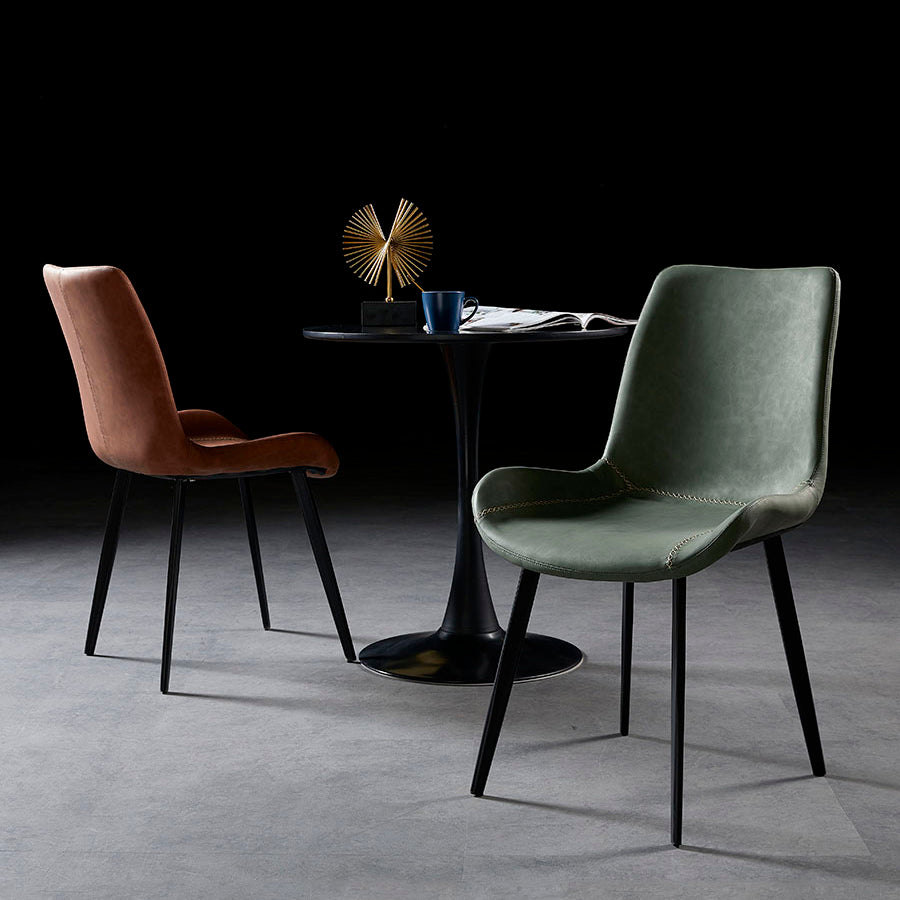 Silla lateral de comedor con respaldo sólido de diseño industrial, brazo de cuero, silla lateral de comedor