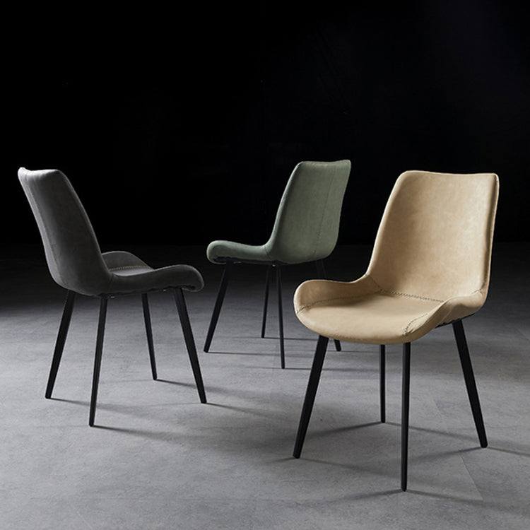 Silla lateral de comedor con respaldo sólido de diseño industrial, brazo de cuero, silla lateral de comedor