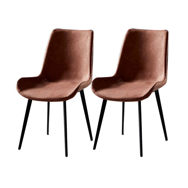 Industrial Design Solid Back Dining Side Chair Leather Arm Dining Side Chair