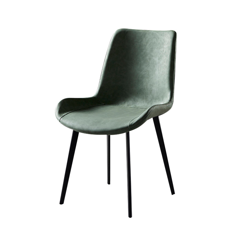 Silla lateral de comedor con respaldo sólido de diseño industrial, brazo de cuero, silla lateral de comedor
