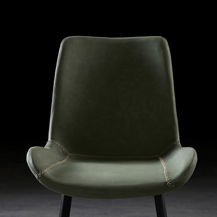 Silla lateral de comedor con respaldo sólido de diseño industrial, brazo de cuero, silla lateral de comedor