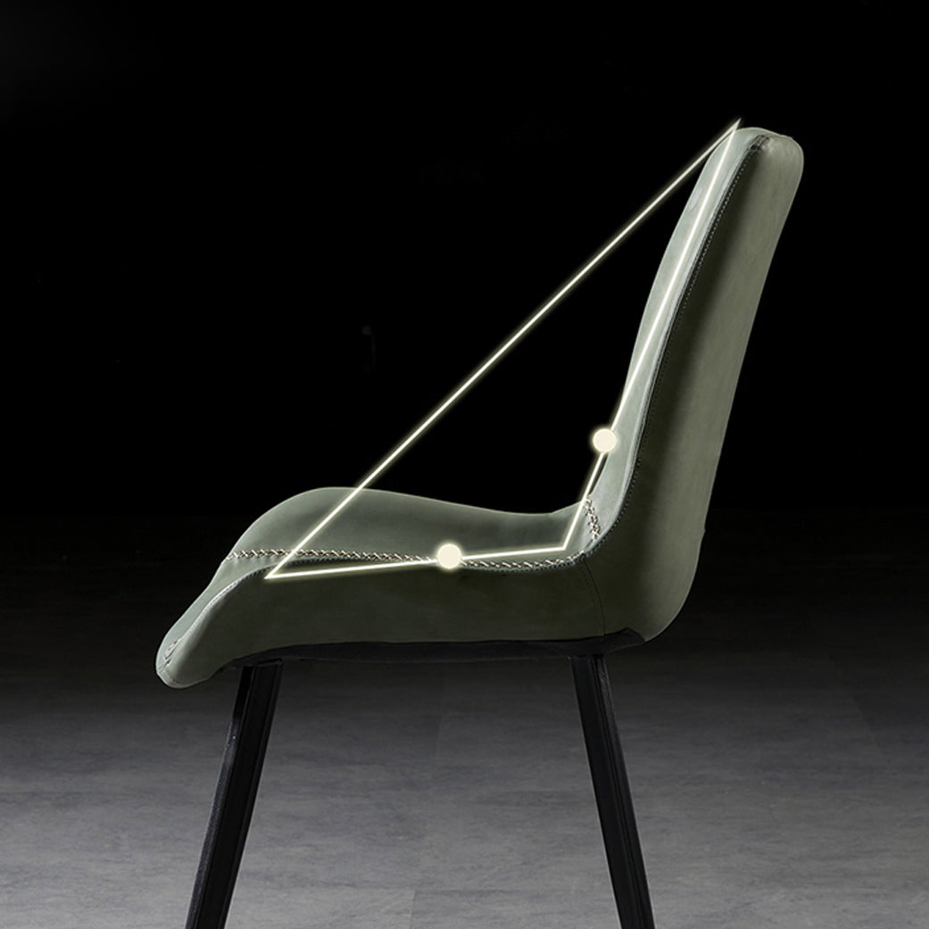 Silla lateral de comedor con respaldo sólido de diseño industrial, brazo de cuero, silla lateral de comedor