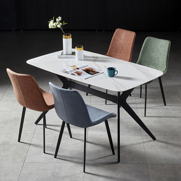 Silla lateral de comedor con respaldo sólido de diseño industrial, brazo de cuero, silla lateral de comedor