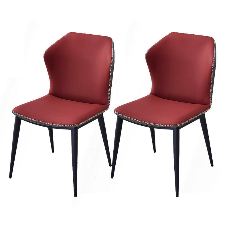 Modern Dining Room Side Chairs Matte Finish Leather Curved Parsons Armless Chair