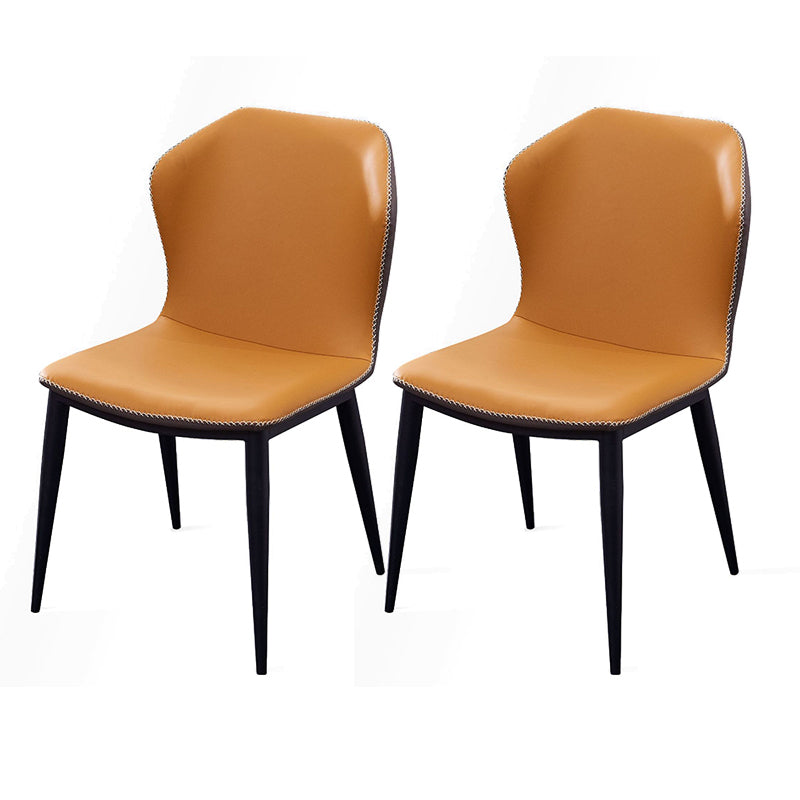 Modern Dining Room Side Chairs Matte Finish Leather Curved Parsons Armless Chair