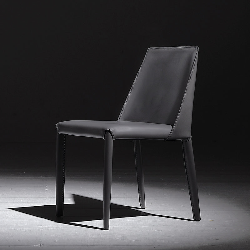 Modern Leather Dining Room Chair Armless Metal Side Chair for Home Use