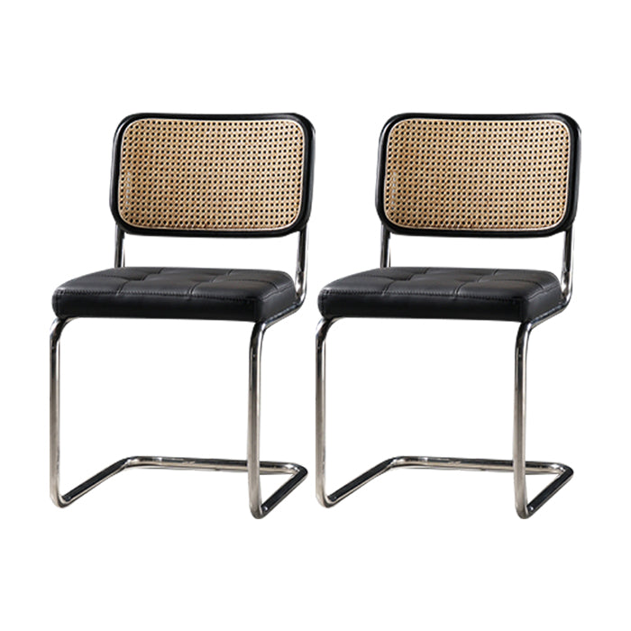 Eigentijdse metalen eetstoelen dineren open achterste armloze zijstoelen voor keuken