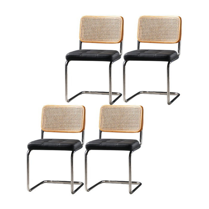 Eigentijdse metalen eetstoelen dineren open achterste armloze zijstoelen voor keuken