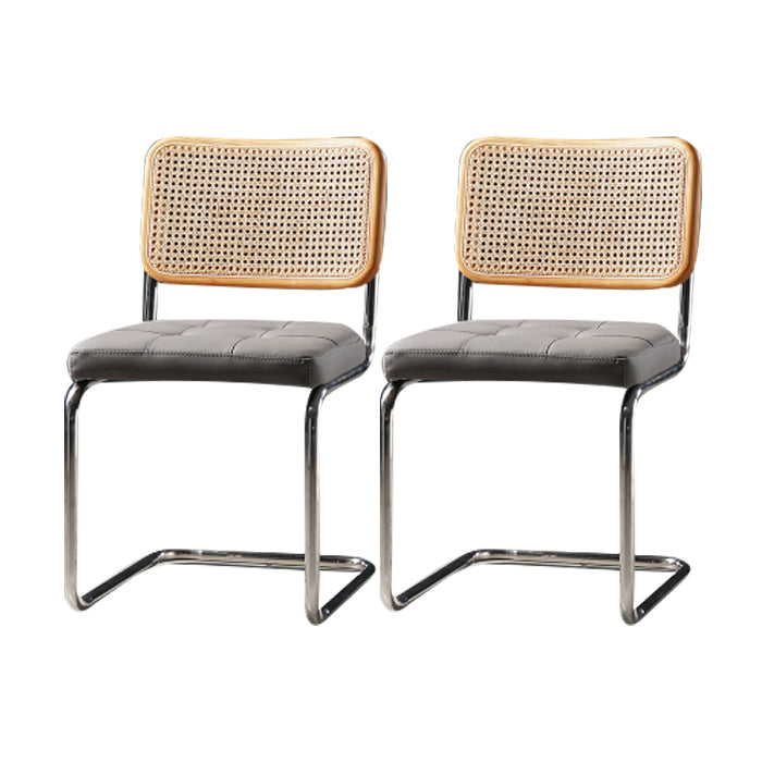 Eigentijdse metalen eetstoelen dineren open achterste armloze zijstoelen voor keuken