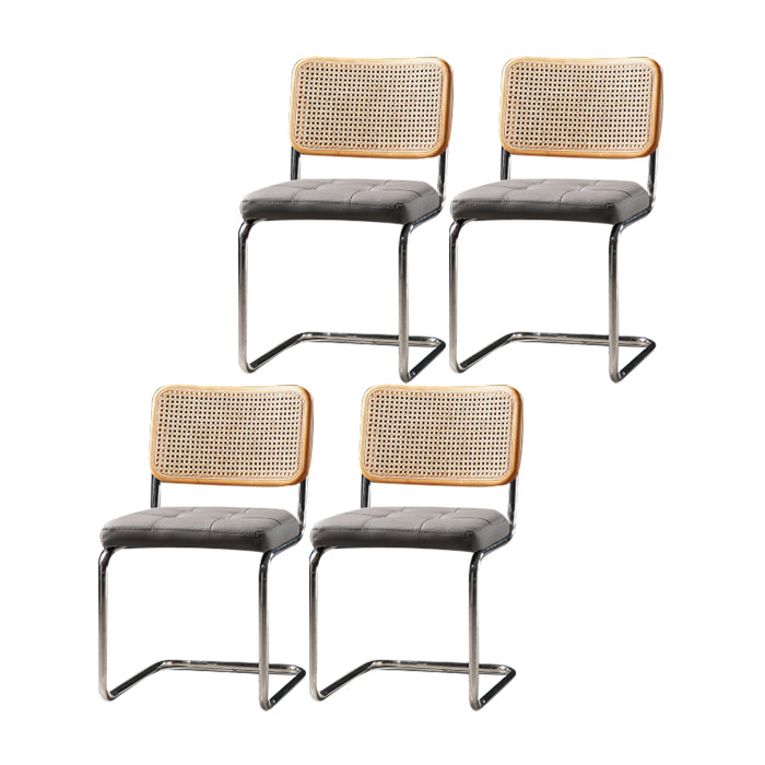 Eigentijdse metalen eetstoelen dineren open achterste armloze zijstoelen voor keuken