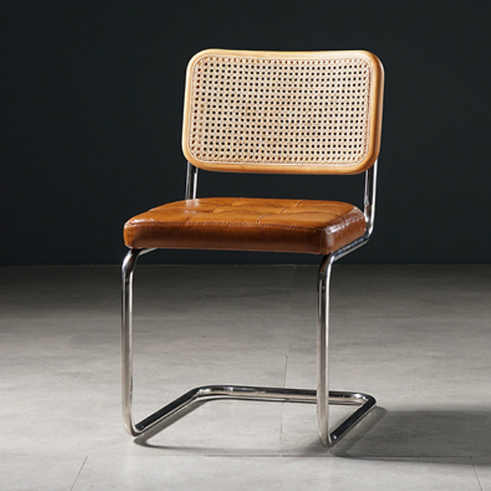 Eigentijdse metalen eetstoelen dineren open achterste armloze zijstoelen voor keuken