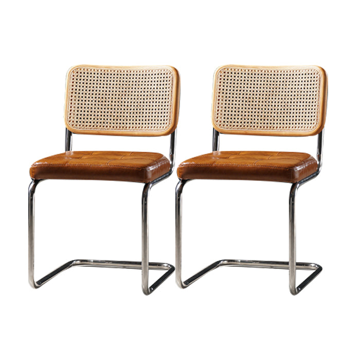 Eigentijdse metalen eetstoelen dineren open achterste armloze zijstoelen voor keuken