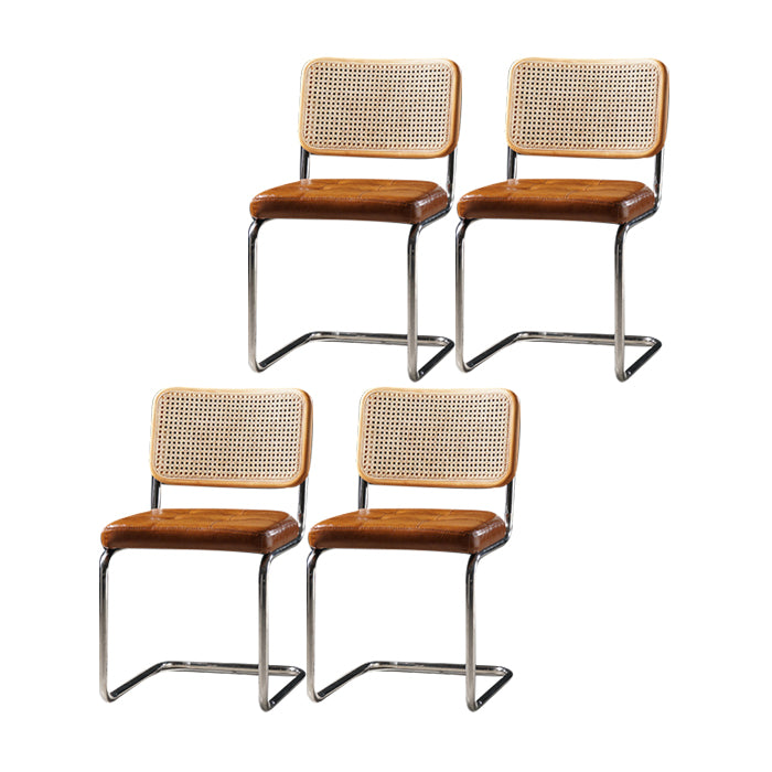 Eigentijdse metalen eetstoelen dineren open achterste armloze zijstoelen voor keuken
