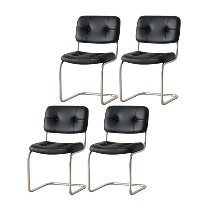 Eigentijdse metalen eetstoelen dineren open achterste armloze zijstoelen voor keuken