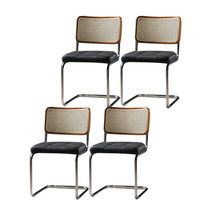 Eigentijdse metalen eetstoelen dineren open achterste armloze zijstoelen voor keuken