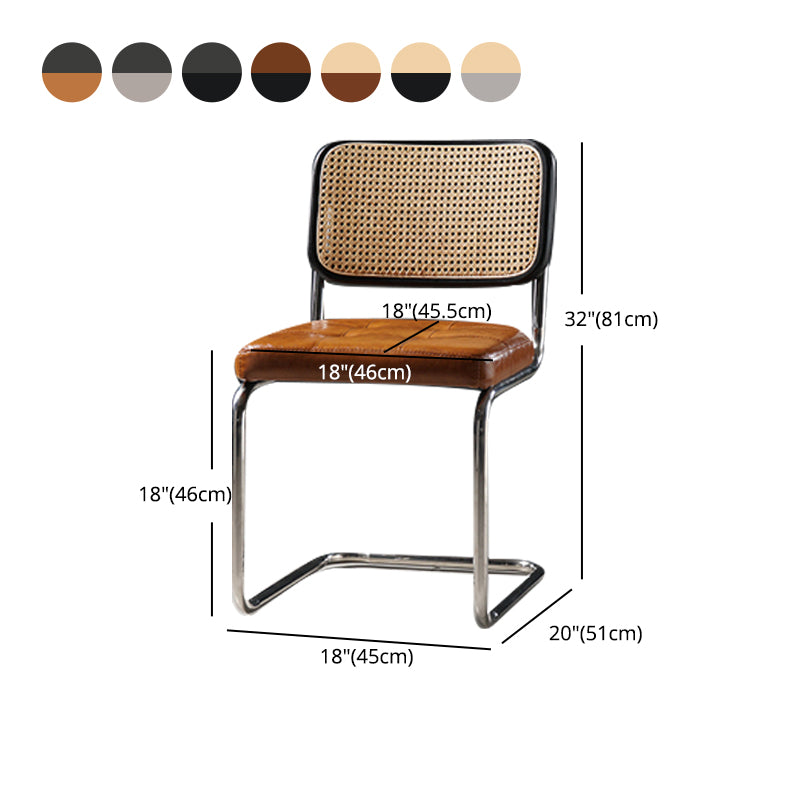 Eigentijdse metalen eetstoelen dineren open achterste armloze zijstoelen voor keuken