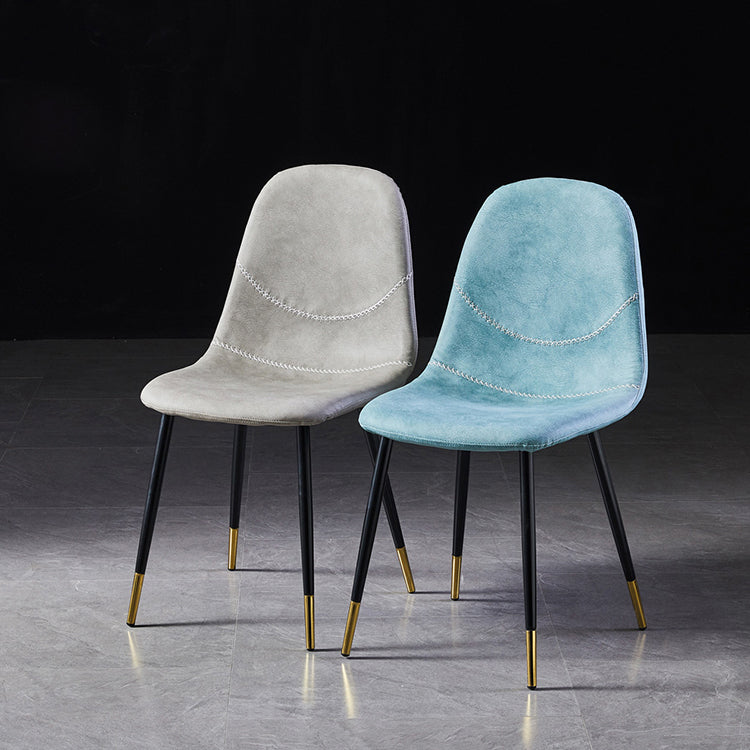 Sillas de comedor sin brazos con respaldo sólido de diseño escandinavo, sillas laterales de comedor de cuero