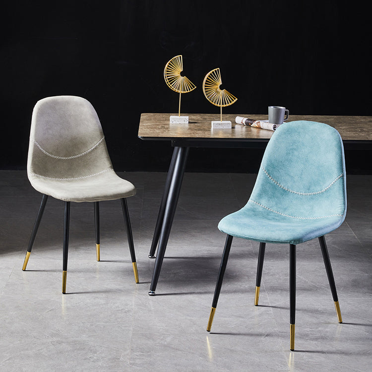 Sillas de comedor sin brazos con respaldo sólido de diseño escandinavo, sillas laterales de comedor de cuero
