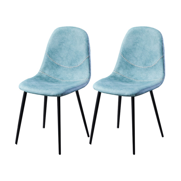 Scandinavian Design Solid Back Armless Dining Chairs Leather Dining Side Chairs
