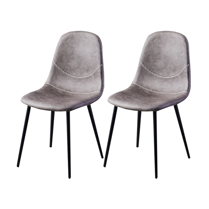 Scandinavian Design Solid Back Armless Dining Chairs Leather Dining Side Chairs