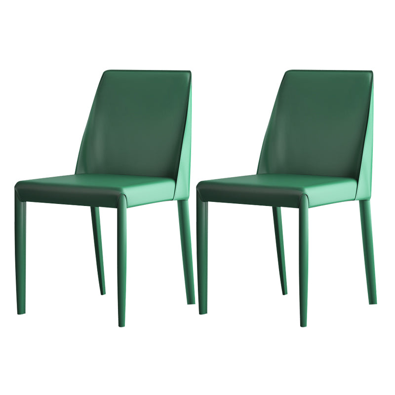 Designer Style Home Solid Back Side Chair Leather Matte Finish Dining Chair