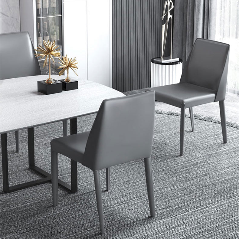 Silla de comedor con acabado mate de cuero, silla lateral con respaldo sólido para el hogar, estilo diseñador