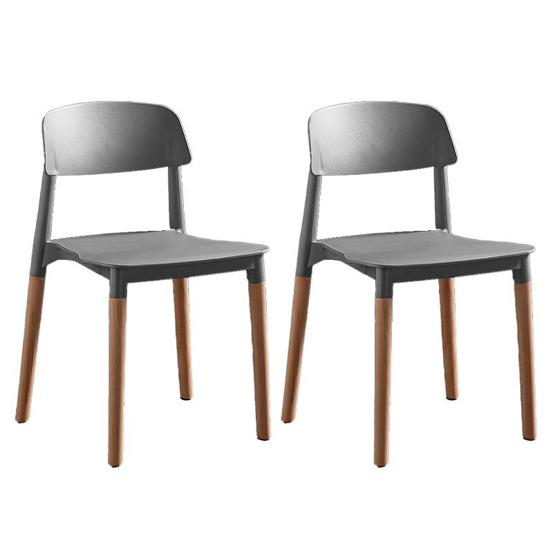 Scandinavian Design Open Back Dining Side Chairs Plastic Dining Armless Chair