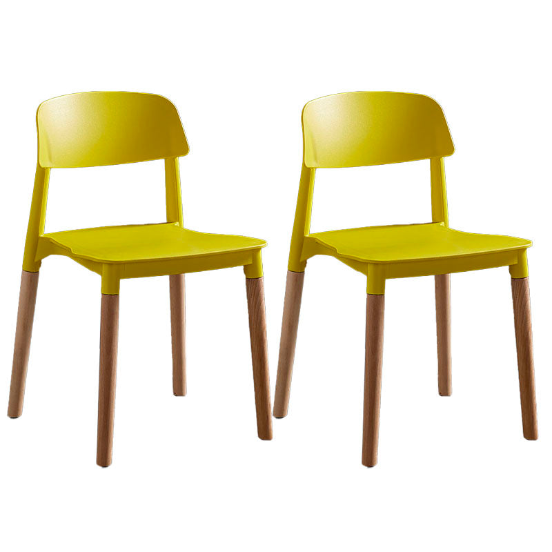Scandinavian Design Open Back Dining Side Chairs Plastic Dining Armless Chair