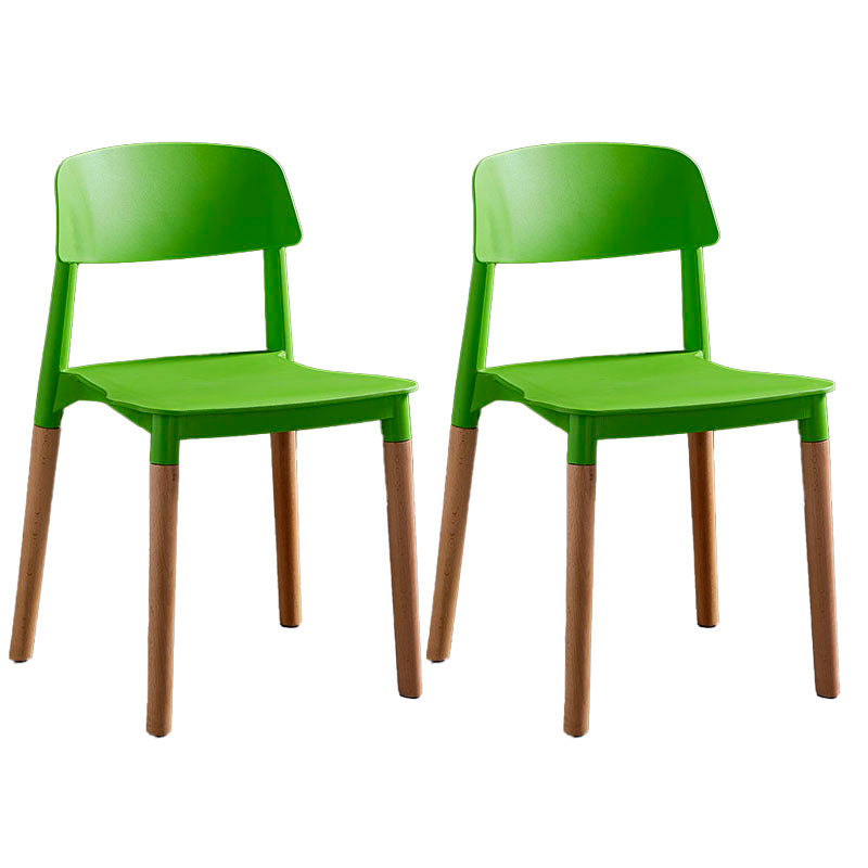 Scandinavian Design Open Back Dining Side Chairs Plastic Dining Armless Chair