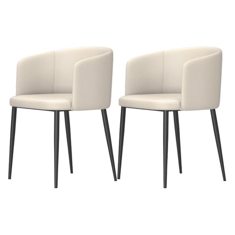 Modern Home Solid Back Arm Chair Upholstered Matte Finish Dining Chair