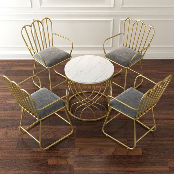 Silla de comedor de terciopelo Glam, sillón lateral de comedor de metal para uso en restaurantes
