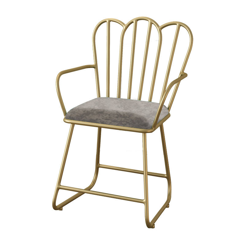 Glam Velvet Dining Room Chair Metal Dining Side Arm Chair for Restaurant Use
