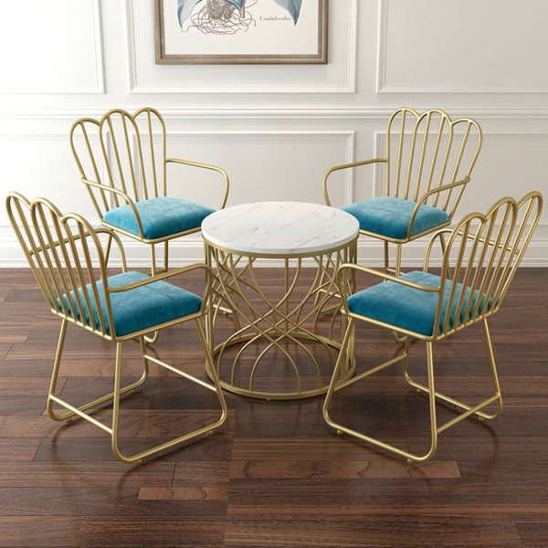 Silla de comedor de terciopelo Glam, sillón lateral de comedor de metal para uso en restaurantes