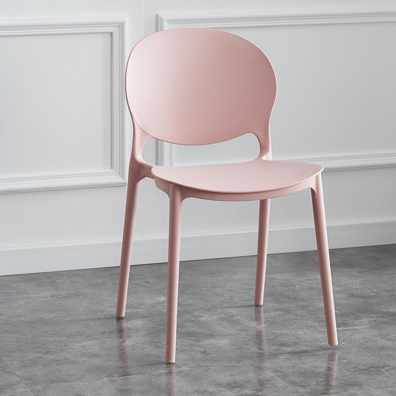 Silla escandinava de plástico para interior y exterior, silla lateral con respaldo abierto