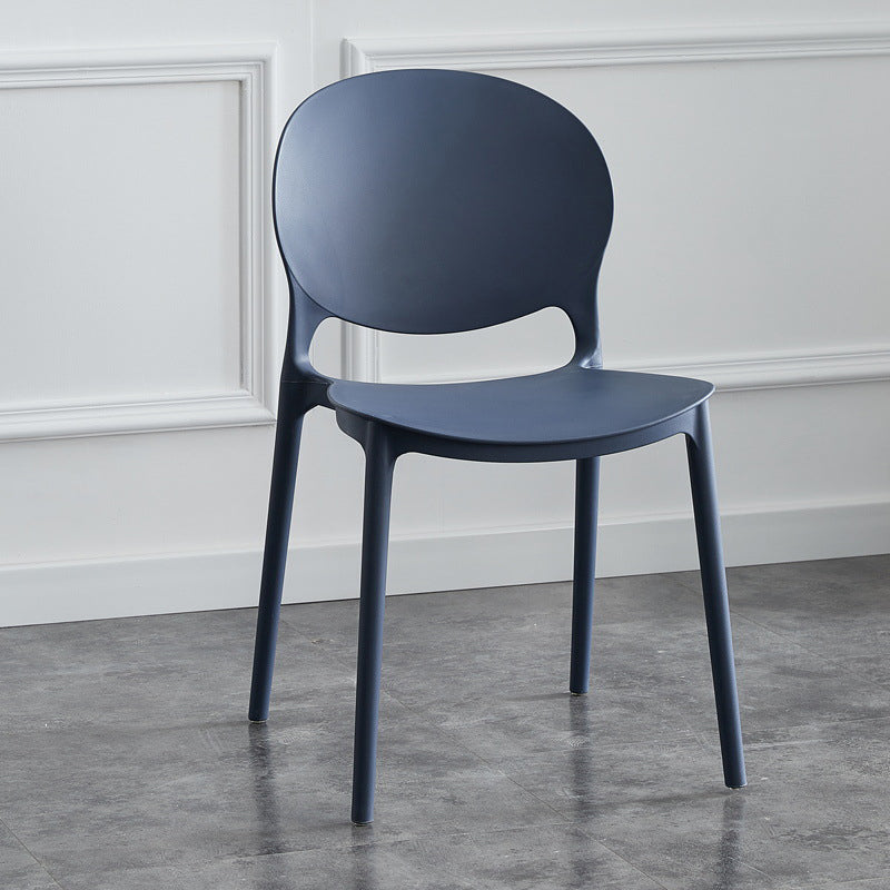 Silla escandinava de plástico para interior y exterior, silla lateral con respaldo abierto
