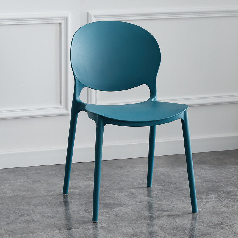 Silla escandinava de plástico para interior y exterior, silla lateral con respaldo abierto