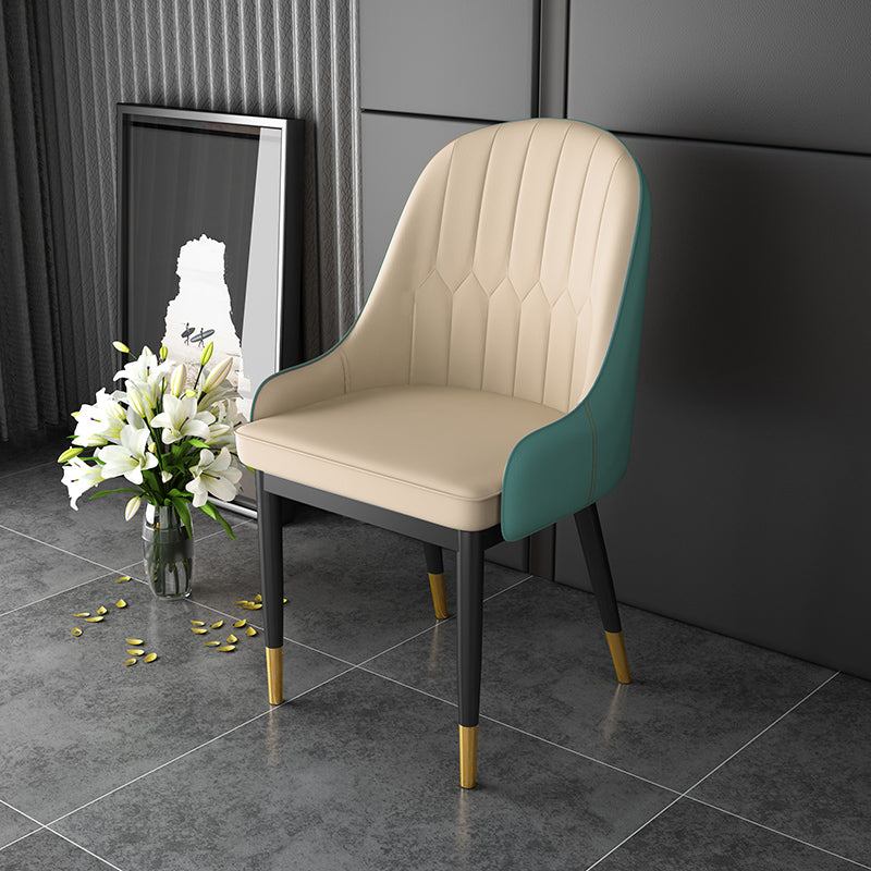 Scandinavian Design Solid Back Dining Side Chairs Leather Dining Side Chair