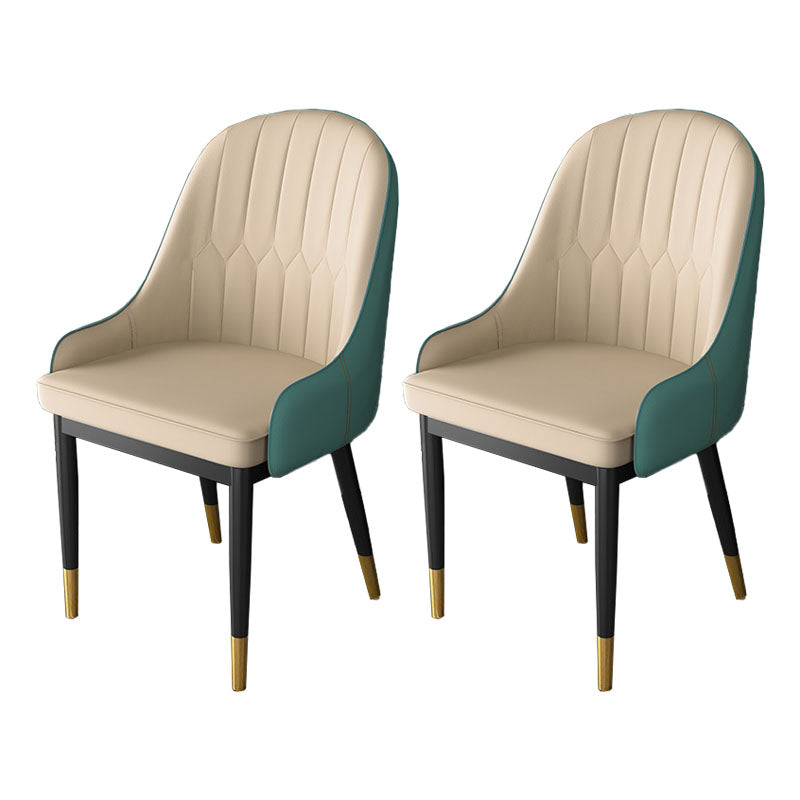 Silla auxiliar de comedor de cuero con respaldo sólido de diseño escandinavo