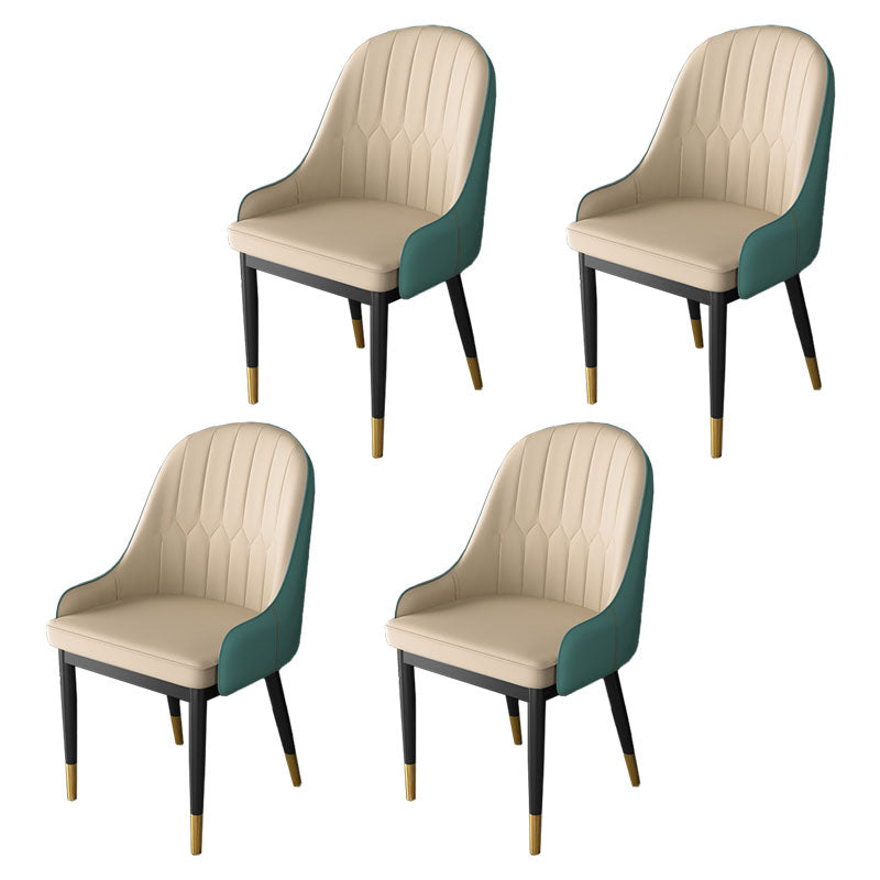 Silla auxiliar de comedor de cuero con respaldo sólido de diseño escandinavo