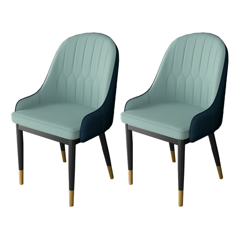Silla auxiliar de comedor de cuero con respaldo sólido de diseño escandinavo