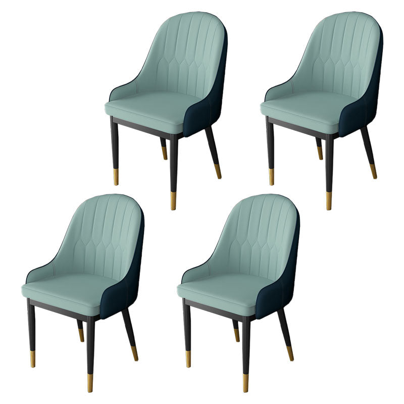 Silla auxiliar de comedor de cuero con respaldo sólido de diseño escandinavo