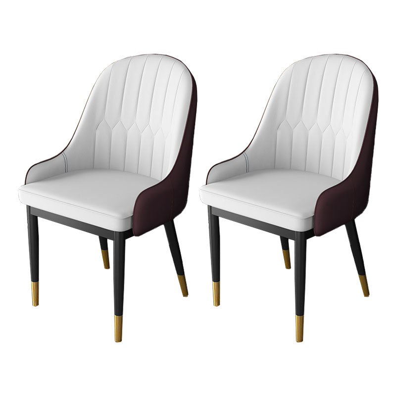 Silla auxiliar de comedor de cuero con respaldo sólido de diseño escandinavo