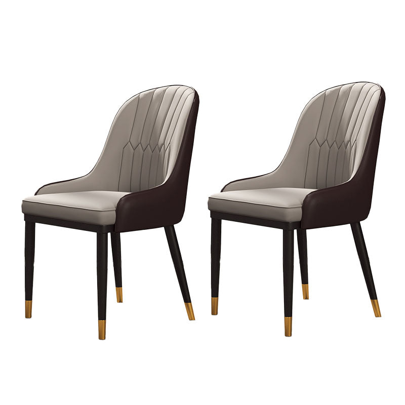 Silla auxiliar de comedor de cuero con respaldo sólido de diseño escandinavo