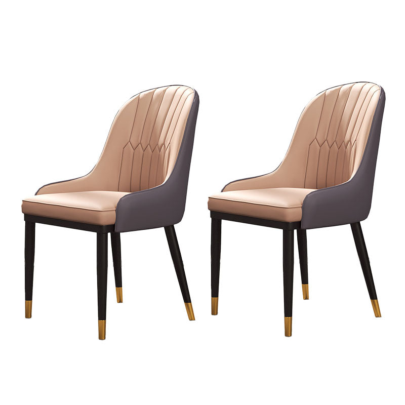 Silla auxiliar de comedor de cuero con respaldo sólido de diseño escandinavo
