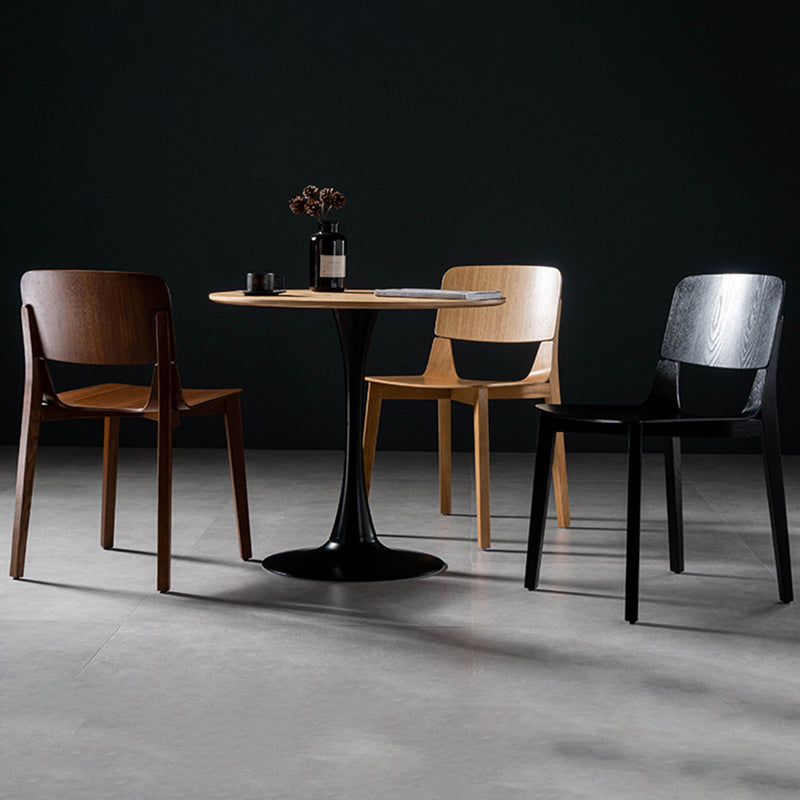 Silla de comedor de madera moderna con respaldo abierto, sillas laterales sin brazos para el hogar