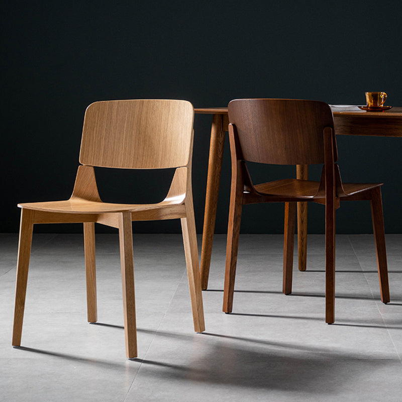 Silla de comedor de madera moderna con respaldo abierto, sillas laterales sin brazos para el hogar