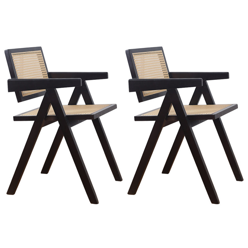 Silla de comedor contemporánea con respaldo abierto de madera maciza con acabado mate