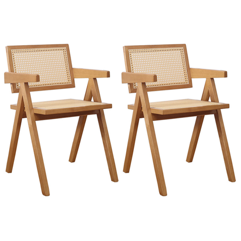 Silla de comedor contemporánea con respaldo abierto de madera maciza con acabado mate